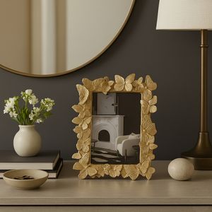 RESIN, 4X6 BUTTERFLIES PHOTO FRAME, GOLD 10