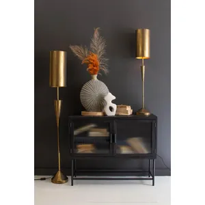 Antique Gold Table Lamp with Metal Barrel Shades 5