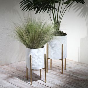 HAYFORDTON SET OF 2 WHITE PLANTER 23 (IN) 11