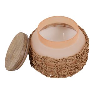 5" 14 OZ PINK SUNSET WOVEN CANDLE W/ LID, PINK 5