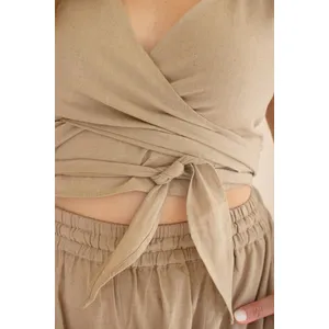 Convertible Wrap Blouse / Oatmeal 3