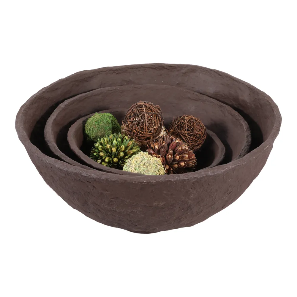 BECKLEY SET OF 3 BROWN BOWLS 10 (IN)