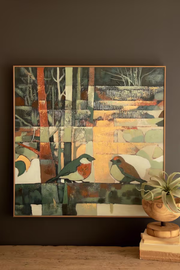 Framed Two Birds Painting