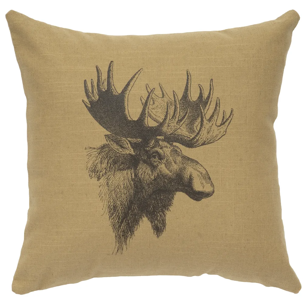 Image Pillow - Moose Profile - Linen Straw