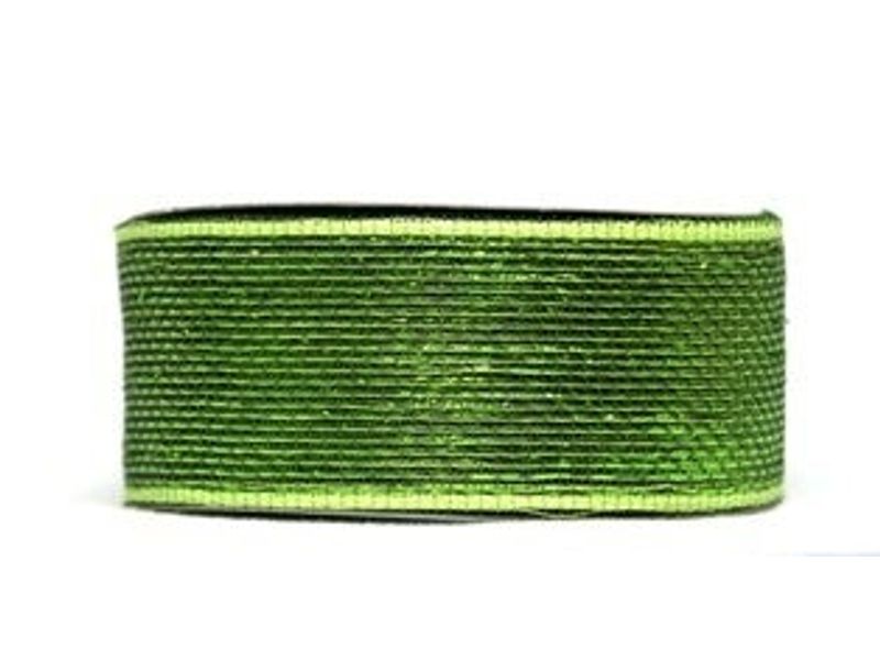 2.5" x 25yds Metallic Mesh, Lime Green 1