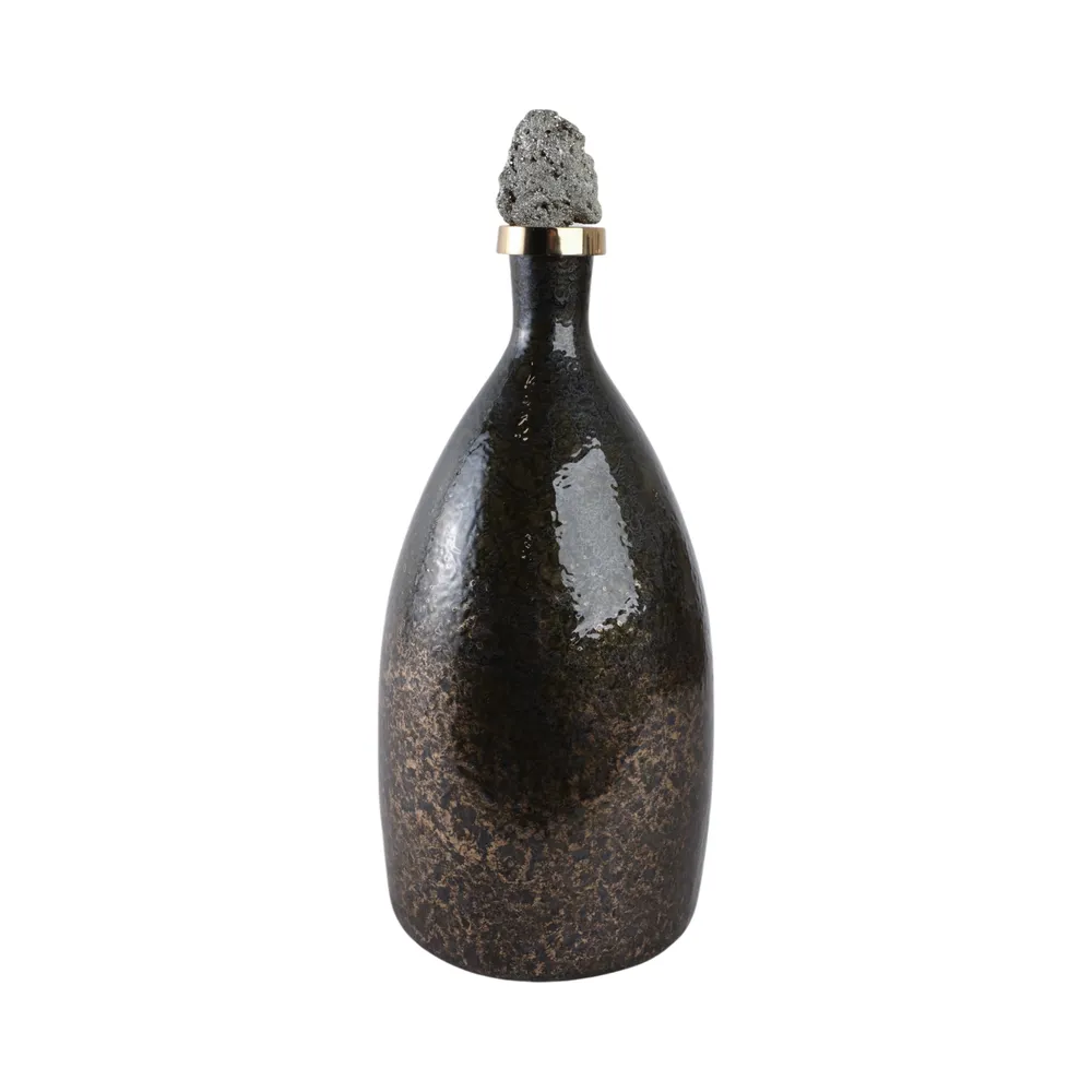 FARLEYDALE BLACK GLASS VASE 18 (IN)
