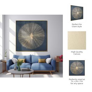 71X71, HAND PAINTED SHINING GOLD LEAF CANVAS, BLK 9