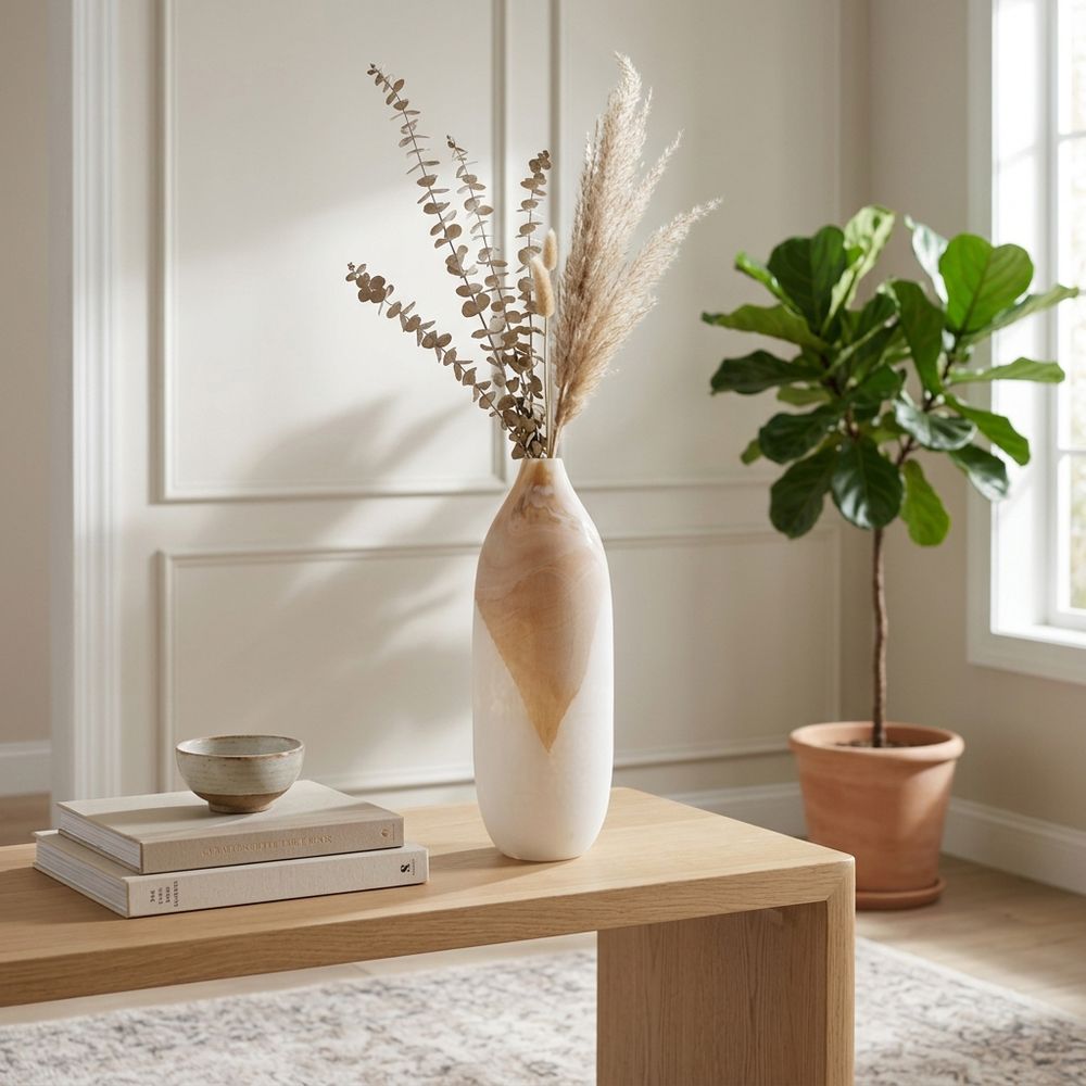 DRAKELEY TAN GLASS VASE 19 (IN)