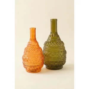 Set of 2 Large Pressed Glass Vases 3