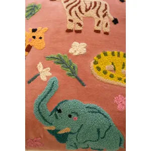 Embroidered Velvet Pillow with Animals 4