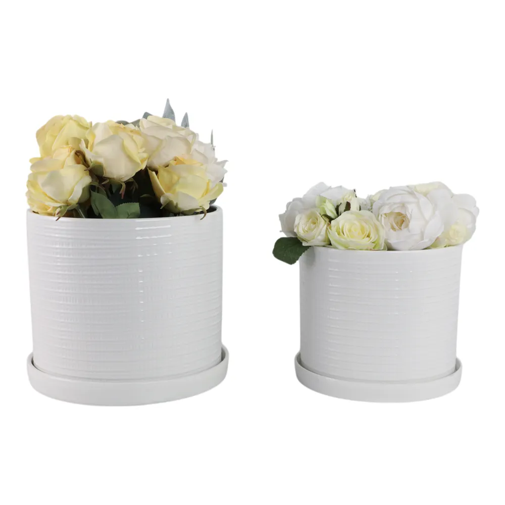 REEDBURN SET OF 2 WHITE PLANTER 11 (IN)