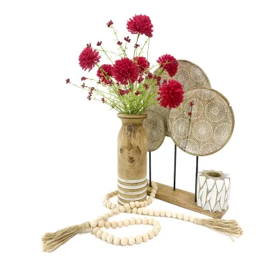 Burgundy Puff Balls 19in