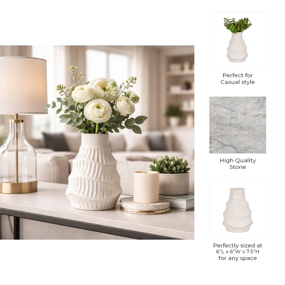 WELDONBEACH WHITE VASE 8 (IN)