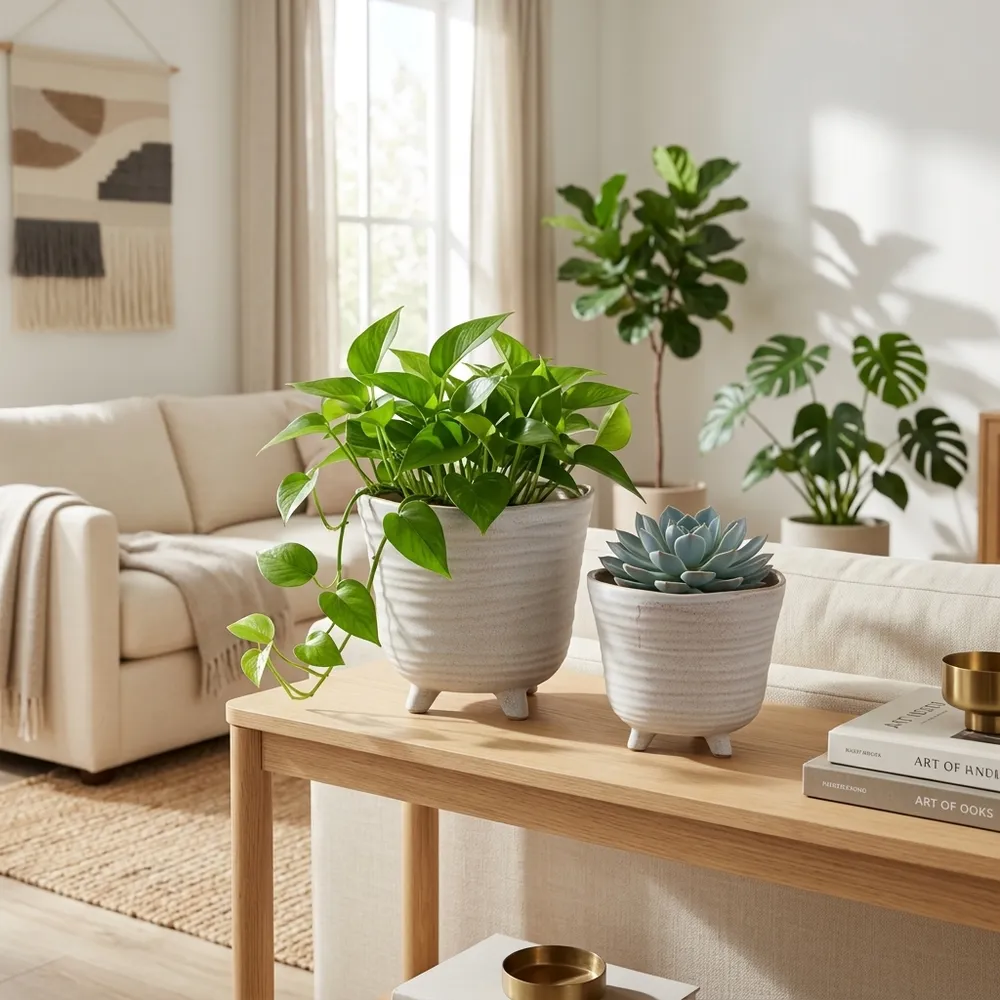 REXDALE SET OF 2 IVORY PLANTER 6 (IN)