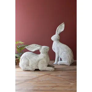 Set of 2 Rustic Metal Rabbits 1