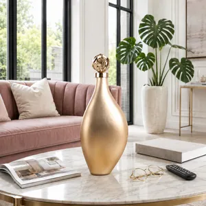 BAKERSHAW GOLD GLASS VASE 18 (IN) 13
