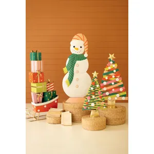 Set of 2 Colorful Painted Metal Christmas Trees with Gold Bases 9