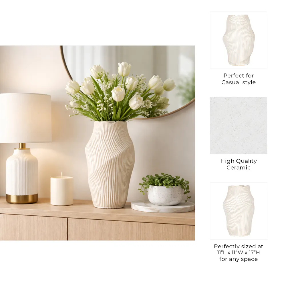 DORSEYSTONE CREAM VASE 17 (IN)