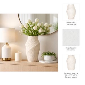 DORSEYSTONE CREAM VASE 17 (IN) 8