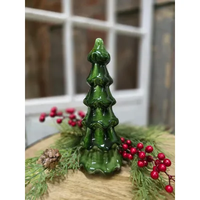 Small Green Enamel Layered Tree 8.3x2.7in