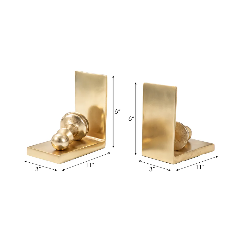 BECKETTPARK SET OF 2 GOLD BOOKENDS 6 (IN)