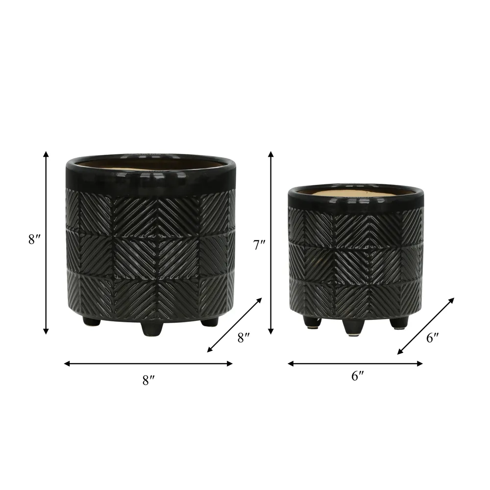 EMMETLAKE SET OF 2 BLACK PLANTER 8 (IN)