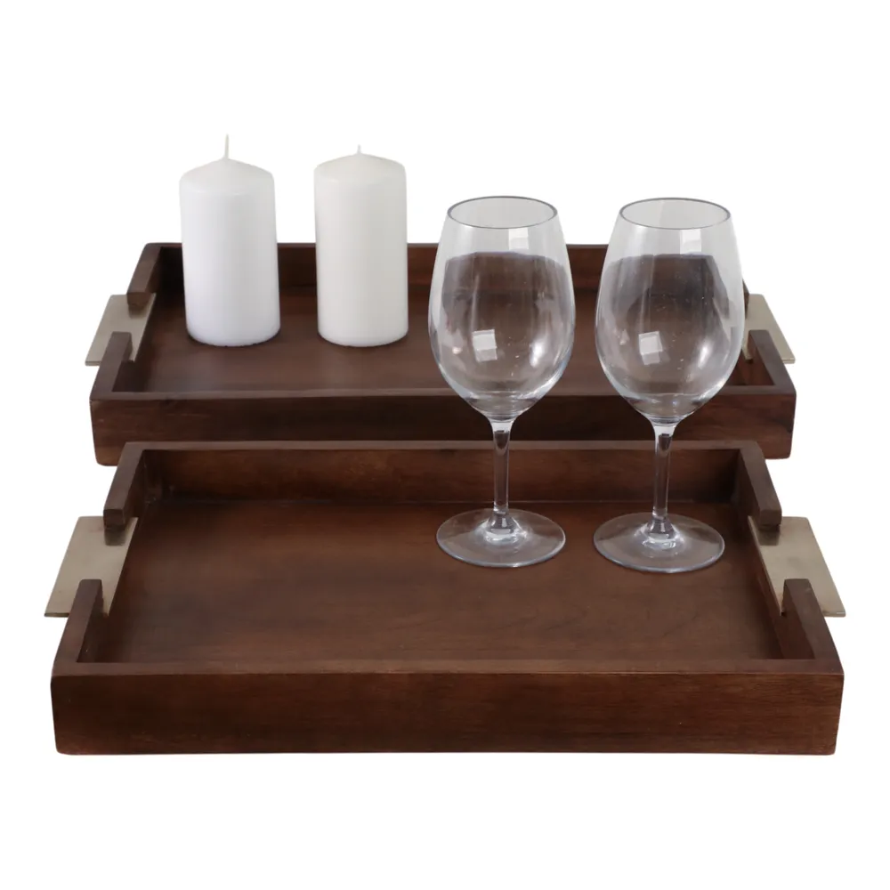 NEWTONSHAW SET OF 2 BROWN TRAY 3 (IN)