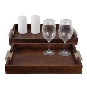 NEWTONSHAW SET OF 2 BROWN TRAY 3 (IN) 3