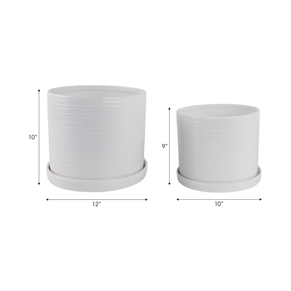 REEDBURN SET OF 2 WHITE PLANTER 11 (IN)
