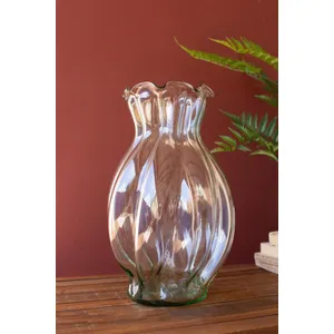 Glass Melon Vase with Ruffled Edge 4