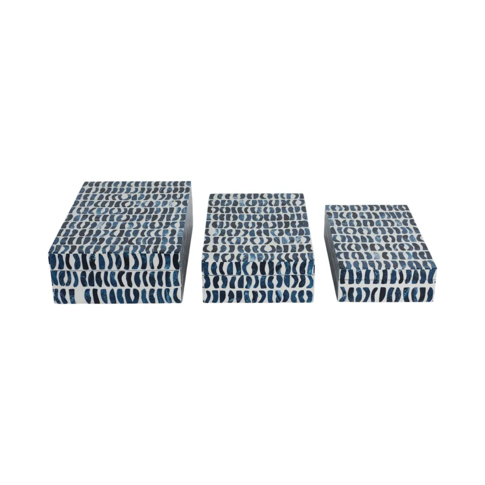 PALMERLAND SET OF 3 BLUE BOXES 4 (IN)