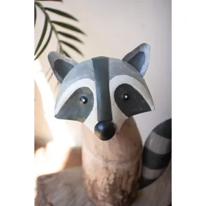 Set of 2 Recycled Wood and Iron Raccoons 3