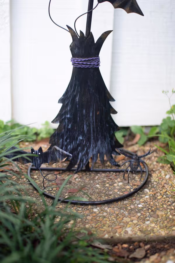 Painted Metal Halloween Witch Hat Candy Holder