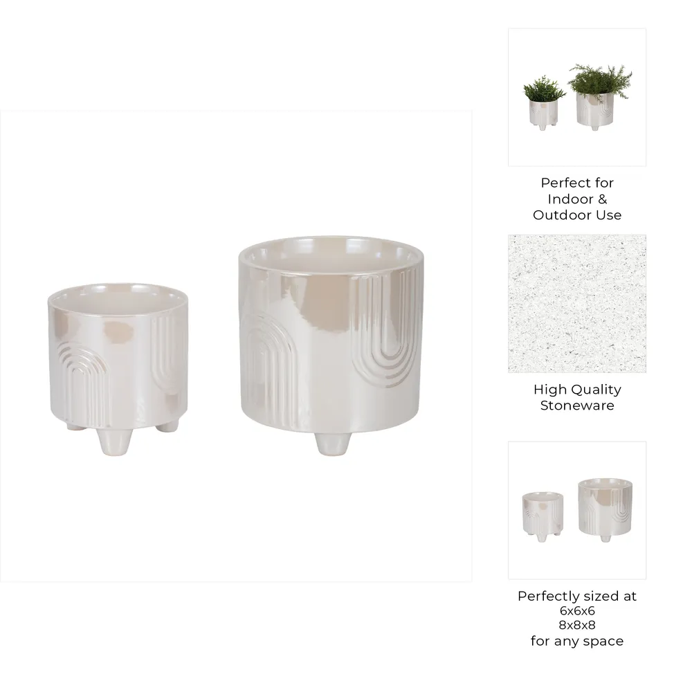 JASPERWAY SET OF 2 IVORY PLANTER 8 (IN)