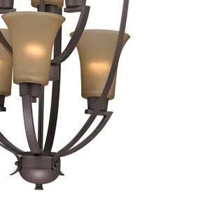 Foyer 21'' Wide 6-Light Chandelier - Oil Rubbed Bronze with Light Amber Glass 4
