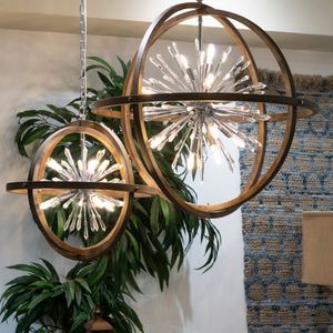 Morning Star 19.5'' Wide 6-Light Chandelier - Aged Fir with Chrome 6