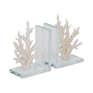 HEMMINGFORD SET OF 2 WHITE BOOKENDS 8 (IN) 4