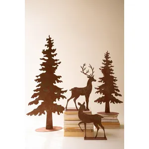 Set of 4 Rustic Metal Christmas Trees and Reindeer 5