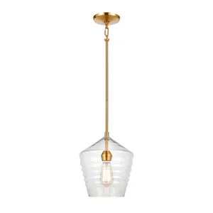 Konis 10″ Wide 1-Light Mini Pendant - Satin Brass 1