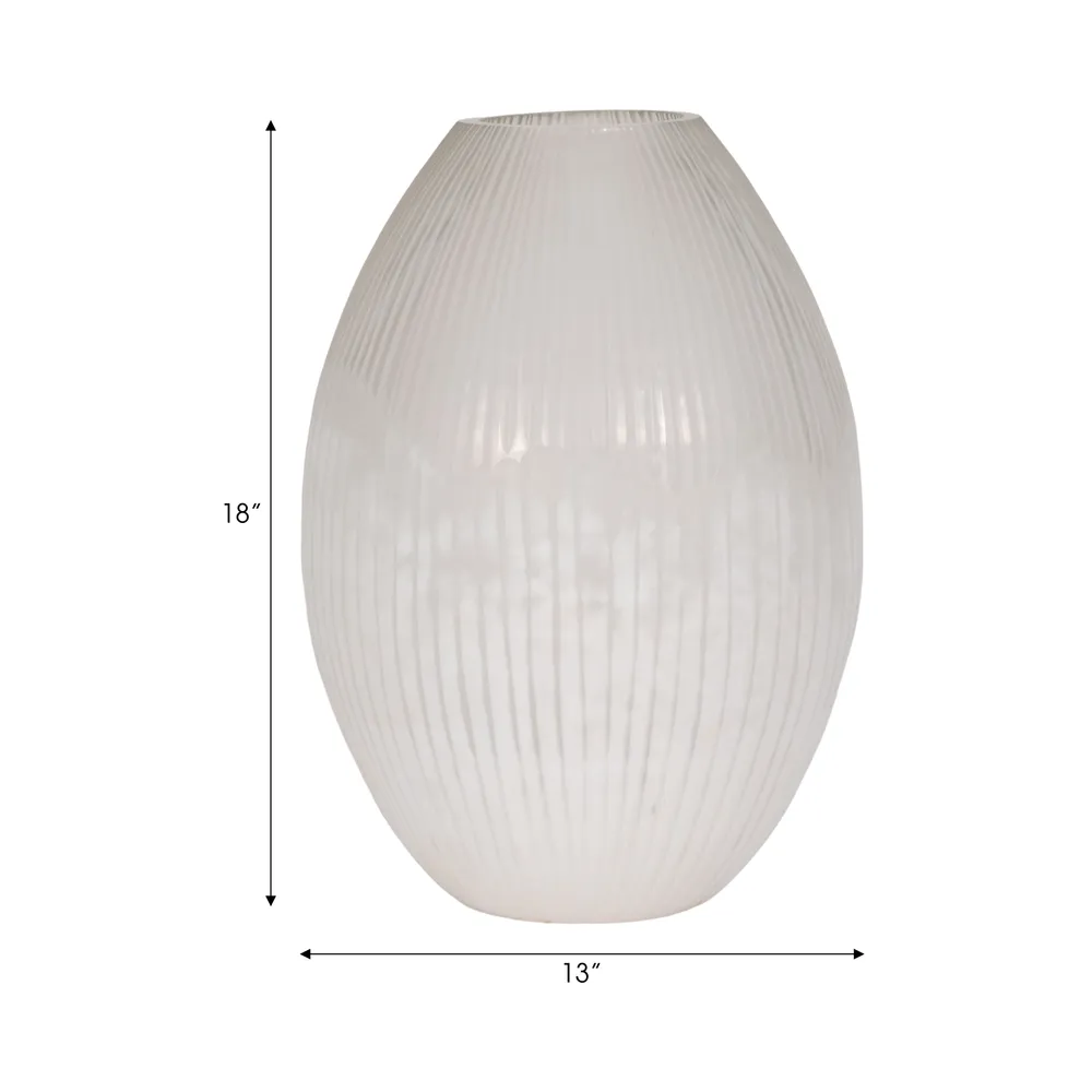 ADLERGROVE WHITE GLASS VASE 18 (IN)