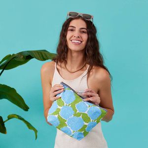 Blue Hydrangea Large Essential Canvas Pouch 3