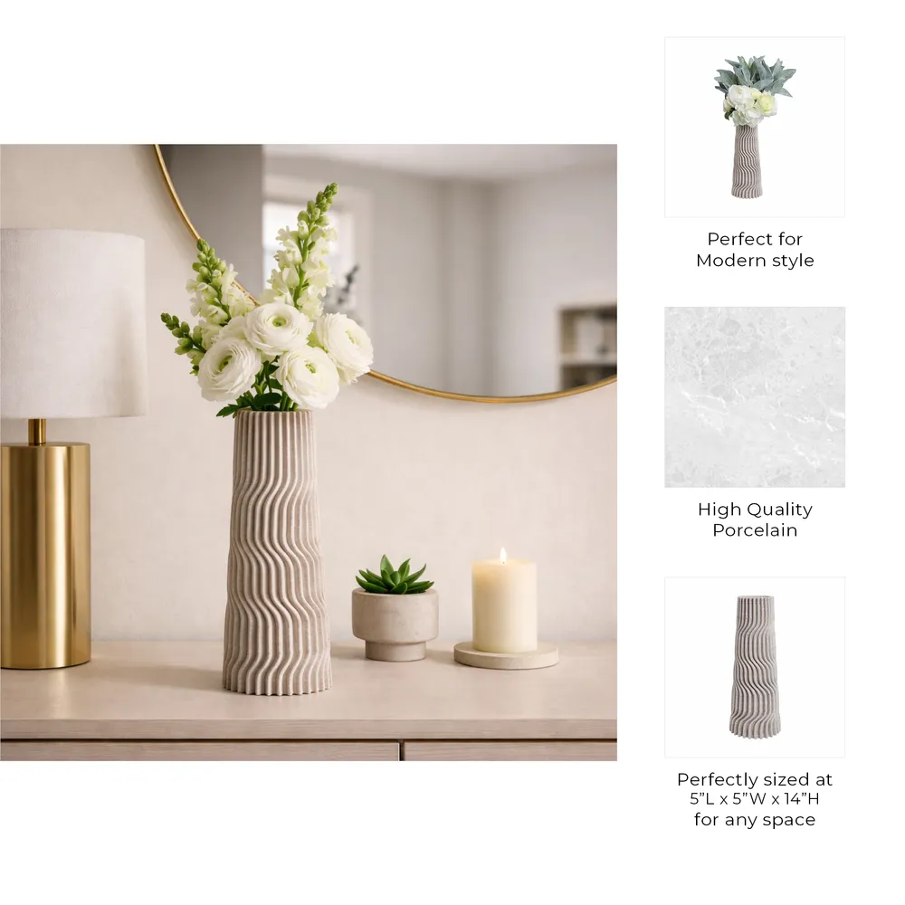 LAKEWORTH TAN VASE 14 (IN)
