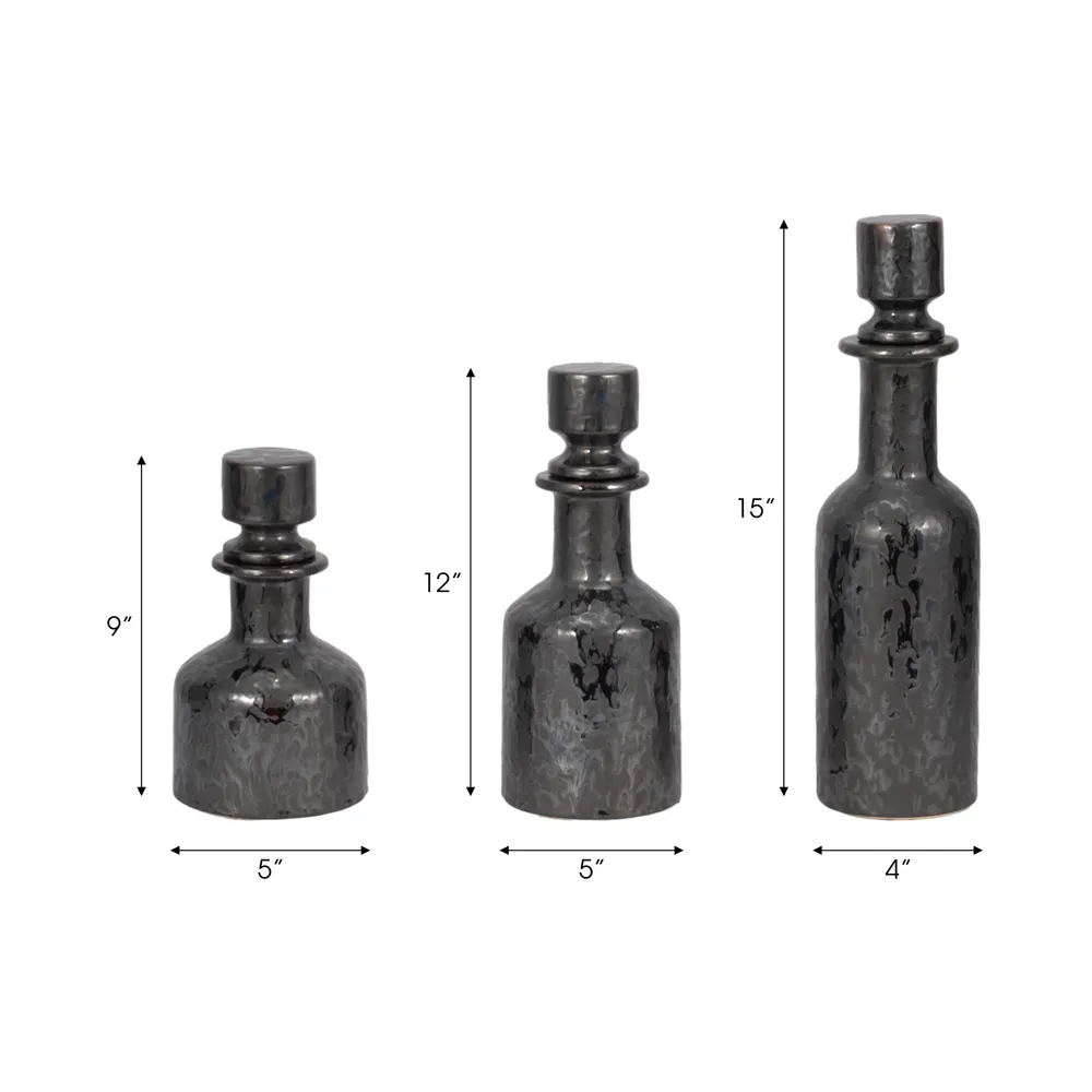 RAESIDE SET OF 3 BLACK VASES 15 (IN)
