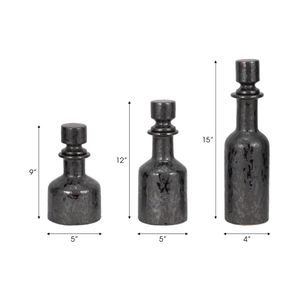 RAESIDE SET OF 3 BLACK VASES 15 (IN) 9