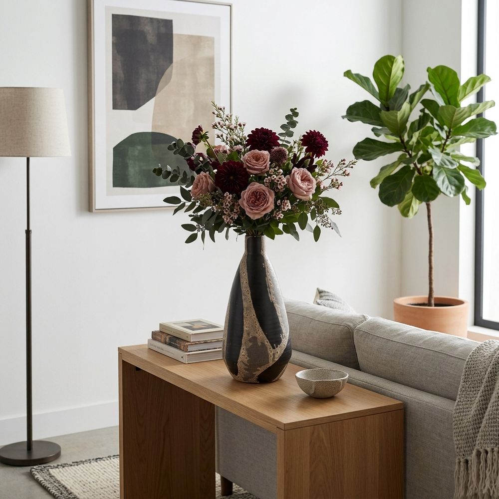 ELM BLACK VASE 16 (IN)