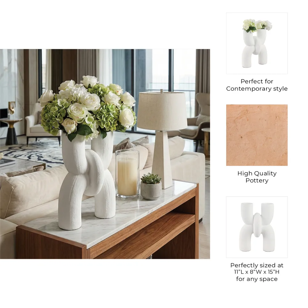 STONEHAM WHITE VASE 15 (IN)