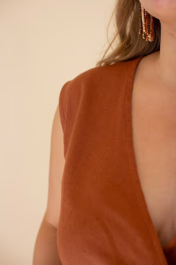Convertible Wrap Blouse / Cinnamon