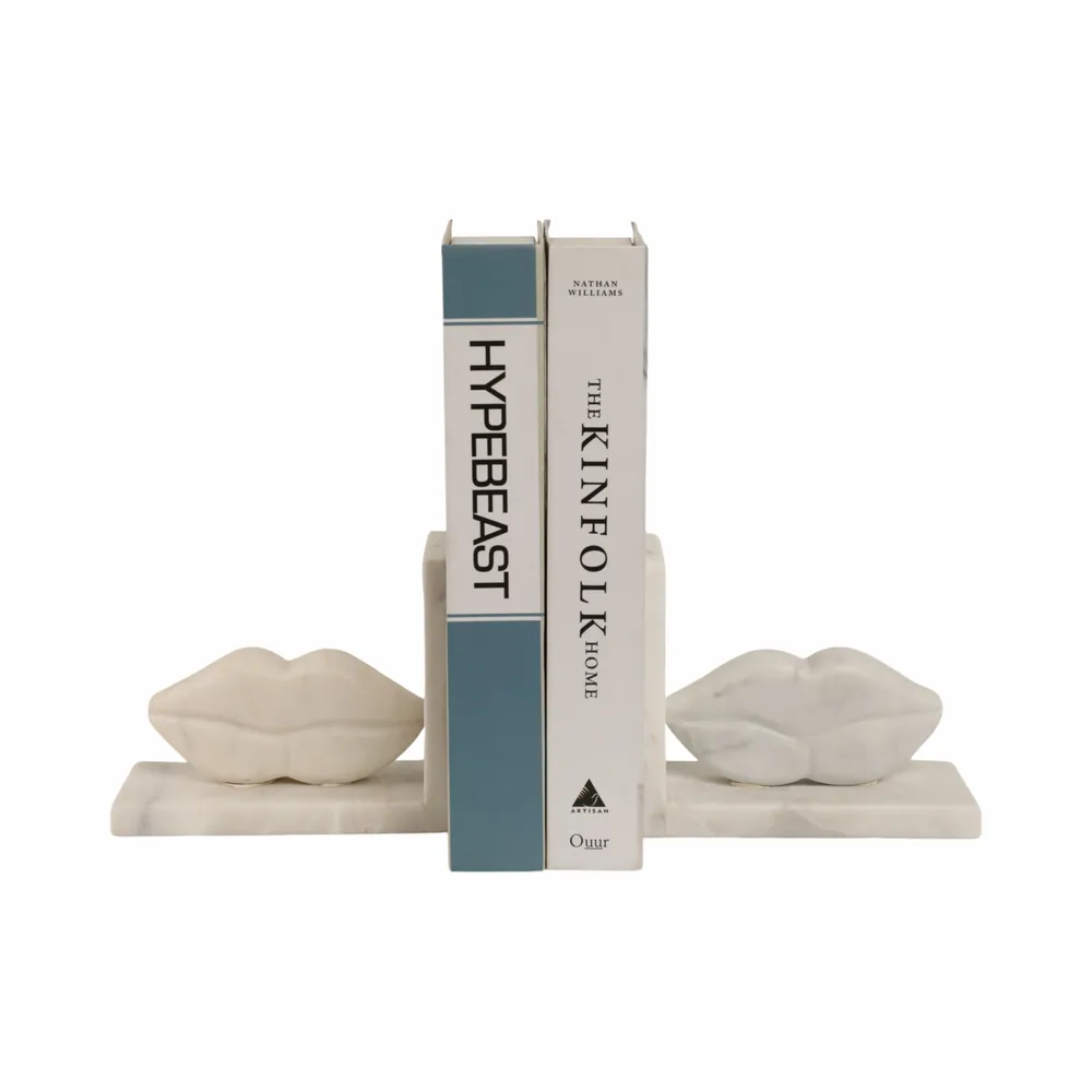 SUTTONTON SET OF 2 WHITE BOOKENDS 5 (IN)