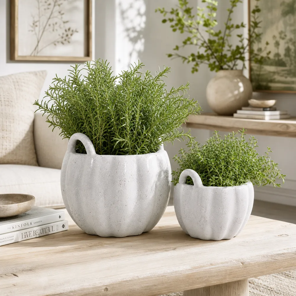 THEAHAM SET OF 2 WHITE PLANTER 11 (IN)