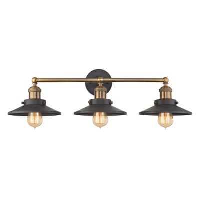 English Pub 28″ Wide 3-Light Vanity Light - Antique Brass